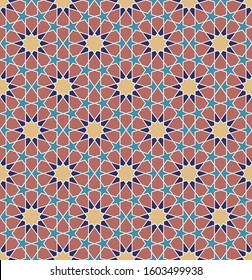 Seamless geometric ornament based on traditional arabic art. Muslim mosaic.Great design for fabric,textile,cover,wrapping paper,background.Average thickness.