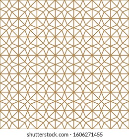 Seamless geometric ornament based on traditional arabic art.Brown color lines.Great design for fabric,textile,cover,wrapping paper,background.Average thickness lines.