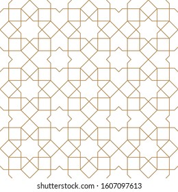 Seamless geometric ornament based on traditional arabic art. Muslim mosaic.Brown color FINE lines.Great design for fabric,textile,cover,wrapping paper,background.