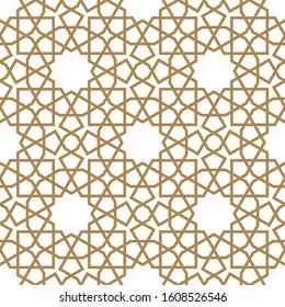 Seamless geometric ornament based on traditional arabic art.Brown color lines.Great design for fabric,textile,cover,wrapping paper,background.Thick lines.