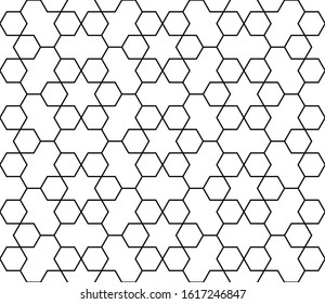 Seamless geometric ornament based on traditional arabic art. Muslim mosaic.Black and white lines.Great design for fabric,textile,cover,wrapping paper,background,laser cutting.Average thickness lines.