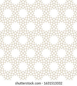 Seamless geometric ornament based on traditional arabic art.Brown color lines.Great design for fabric,textile,cover,wrapping paper,background.Fine lines.