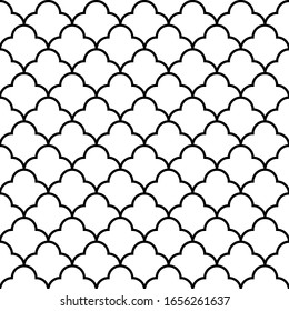 Rótulo geométrico sin inconvenientes basado en el arte árabe tradicional.Líneas negras y fondo blanco.Gran diseño para tela,textil,cubierta,papel envolvente,fondo.Espesor medio.