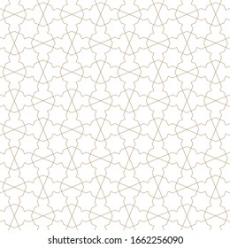 Decoración geométrica sin fisuras basada en el arte árabe tradicional. Mosaico musulmán. Líneas de color marrón. Gran diseño para tela, textil, cubierta, papel envolvente, fondo. Líneas ultrafinas.