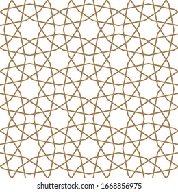 Seamless geometric ornament based on traditional arabic art.Brown color lines.Great design for fabric,textile,cover,wrapping paper,background.Average thickness.