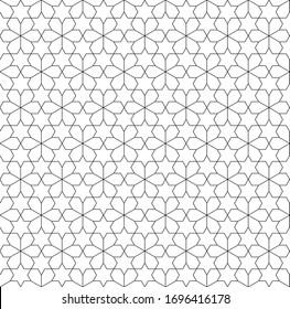 Seamless geometric ornament based on traditional arabic art. Muslim mosaic.Black and white lines.Great design for fabric,textile,cover,wrapping paper,background,laser cutting.Fine lines.
