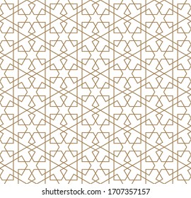 Seamless geometric ornament based on traditional arabic art.Brown color lines.Great design for fabric,textile,cover,wrapping paper,background.Average thickness lines.