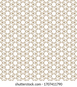 Seamless geometric ornament based on traditional arabic art.Brown color lines.Great design for fabric,textile,cover,wrapping paper,background.Average thickness lines.