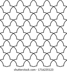 Seamless geometric ornament based on traditional arabic art.Moroccan pattern.Black and white lines.Great design for fabric,textile,cover,wrapping paper,background,laser cutting.Average thickness.