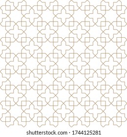 Seamless geometric ornament based on traditional arabic art.Brown color lines.Great design for fabric,textile,cover,wrapping paper,background.Fine lines.