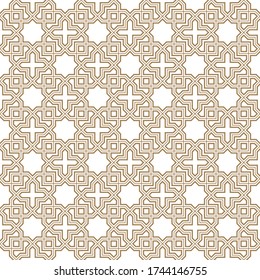 Seamless geometric ornament based on traditional arabic art.Brown color lines.Great design for fabric,textile,cover,wrapping paper,background.Fine and average lines.