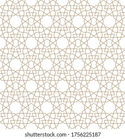 Nahtlose geometrische Ornamente auf der Grundlage traditioneller arabischer Kunst.Braune Farblinien.Großartiges Design für Gewebe, Textilien, Deckel, Wickelpapier, Hintergrund.Feine Linien.