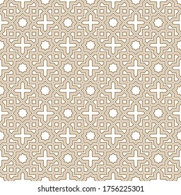 Seamless geometric ornament based on traditional arabic art.Brown color lines.Great design for fabric,textile,cover,wrapping paper,background.Fine and average lines.