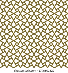 Ornamento geométrico sin foco basado en el arte árabe tradicional.Líneas de color marrón.Gran diseño para tela, textil, cubierta, papel envolvente, fondo.Líneas gruesas.