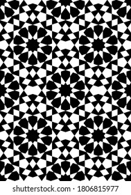 Seamless geometric ornament based on traditional islamic art.Black figures on white background.Great design for fabric,textile,cover,wrapping paper,background.