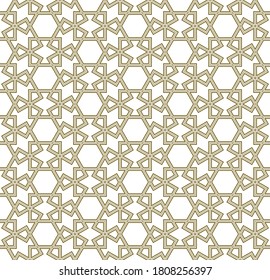 Ornamento geométrico sin foco basado en el arte islámico tradicional.Líneas de color marrón.Gran diseño para tela, textil, cubierta, papel envolvente, fondo.