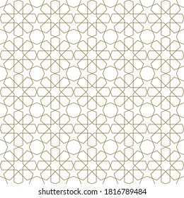 Seamless geometric ornament based on traditional islamic art.Brown color lines.Great design for fabric,textile,cover,wrapping paper,background.Thin lines.