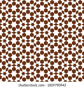 Seamless geometric ornament based on traditional islamic art. Brown and white. Great design for fabric,textile,cover,wrapping paper,background.