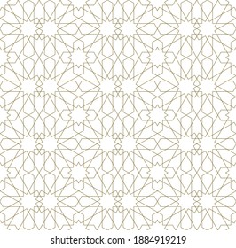 Nahtlose geometrische Ornamente auf der Grundlage traditioneller islamischer Kunst.Braune Farblinien.Großartiges Design für Gewebe, Textilien, Deckel, Wickelpapier, Hintergrund. Feine Linien.