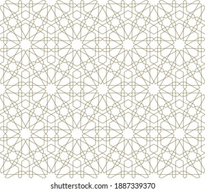 Seamless geometric ornament based on traditional islamic art.Brown color lines.Great design for fabric,textile,cover,wrapping paper,background. Fine lines.