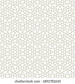 Seamless geometric ornament based on traditional islamic art.Brown color lines.Great design for fabric,textile,cover,wrapping paper,background.Thin lines.