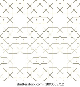 Nahtlose geometrische Ornamente auf der Grundlage traditioneller islamischer Kunst.Braune Farblinien.Großartiges Design für Gewebe, Textilien, Deckel, Wickelpapier, Hintergrund.Dünne Linien.