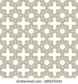 Seamless geometric ornament based on traditional islamic art.Brown color lines.Great design for fabric,textile,cover,wrapping paper,background. Contoured lines lines.