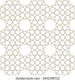 Ornamento geométrico sin soldadura basado en el arte islámico tradicional.Líneas de color marrón.Gran diseño para tela,textil,cubierta,papel envolvente,fondo.Líneas de espesor promedio.