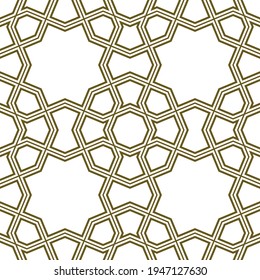 Seamless geometric ornament based on traditional islamic art.Brown color lines.Great design for fabric,textile,cover,wrapping paper,background.