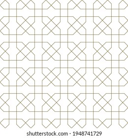 Ornamento geométrico sin foco basado en el arte islámico tradicional.Líneas de color marrón.Gran diseño para tela, textil, cubierta, papel envolvente, fondo.Líneas delgadas.