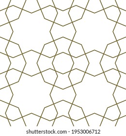 Seamless geometric ornament based on traditional islamic art.Brown color lines.Great design for fabric,textile,cover,wrapping paper,background.