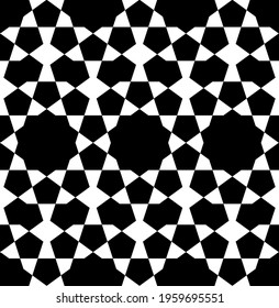 Seamless geometric ornament based on traditional islamic art. Black and white. Great design for fabric,textile,cover,wrapping paper,background.