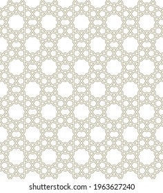Seamless geometric ornament based on traditional islamic art.Brown color lines.Great design for fabric,textile,cover,wrapping paper,background.Contoured lines.