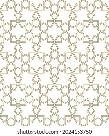 Seamless geometric ornament based on traditional islamic art.Great design for fabric,textile,cover,wrapping paper,background.Contoured lines.