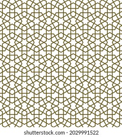 Seamless geometric ornament based on traditional islamic art.Brown color lines.Great design for fabric,textile,cover,wrapping paper,background.Thick lines.