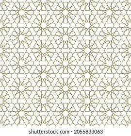 Seamless geometric ornament based on traditional islamic art.Brown color. Average thickness lines .Great design for fabric,textile,cover,wrapping paper,background.