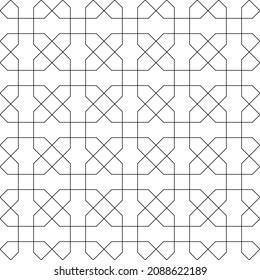 Seamless geometric ornament based on traditional islamic art.Black color lines.Great design for fabric,textile,cover,wrapping paper,background.