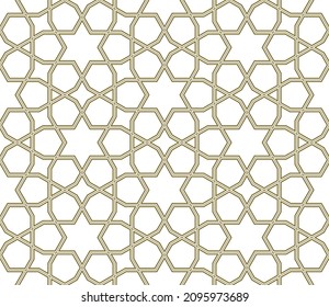 Seamless geometric ornament based on traditional arabic art.Brown color lines.Great design for fabric,textile,cover,wrapping paper,background.