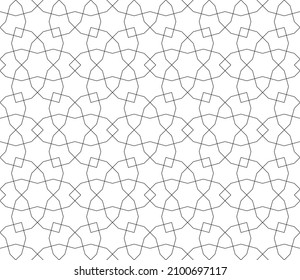 Seamless geometric ornament based on traditional islamic art.Black color fine lines.Great design for fabric,textile,cover,wrapping paper,background.