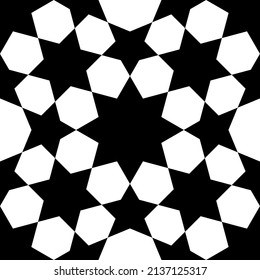 Seamless geometric ornament based on traditional islamic art. Black and white figures . Great design for fabric,textile,cover,wrapping paper,background.