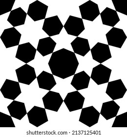 Seamless geometric ornament based on traditional islamic art. Black and white figures . Great design for fabric,textile,cover,wrapping paper,background.