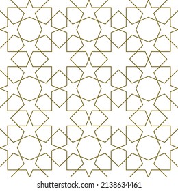 Seamless geometric ornament based on traditional islamic art.Brown color lines.Great design for fabric,textile,cover,wrapping paper,background.