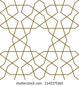 Ornamento geométrico sin foco basado en el arte islámico tradicional.Líneas de color marrón.Gran diseño para tela, textil, cubierta, papel envolvente, fondo.