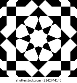 Seamless geometric ornament based on traditional islamic art. Black and white. Great design for fabric,textile,cover,wrapping paper,background.