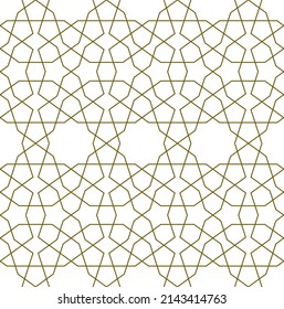 Ornamento geométrico sin foco basado en el arte islámico tradicional.Líneas de color marrón.Gran diseño para tela, textil, cubierta, papel envolvente, fondo.