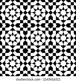 Nahtlose geometrische Ornamente auf der Grundlage traditioneller islamischer Kunst. Schwarz-Weiß. Großartiges Design für Gewebe, Textilien, Deckel, Umhüllungspapier, Hintergrund.