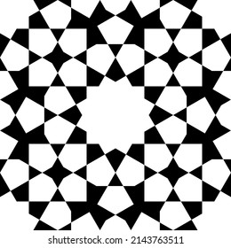 Seamless geometric ornament based on traditional islamic art. Black and white. Great design for fabric,textile,cover,wrapping paper,background.