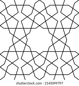 Seamless geometric ornament based on traditional islamic art. Black and white. Great design for fabric,textile,cover,wrapping paper,background.