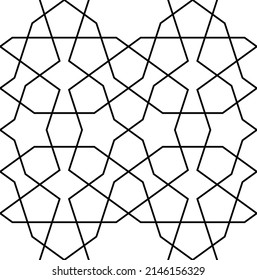 Seamless geometric ornament based on traditional islamic art. Black and white. Great design for fabric,textile,cover,wrapping paper,background.