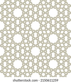 Seamless geometric ornament based on traditional islamic art.Brown color contoured lines.Great design for fabric,textile,cover,wrapping paper,background.